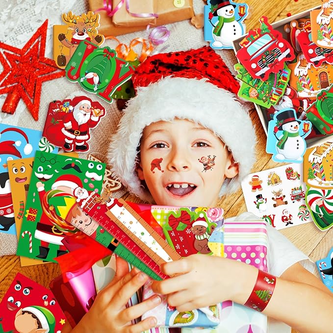 BenLouis Christmas School Stationery Set Party Favors Xmas Classroom Gift Prizes Bulk for Students Kids Holiday Stockings Pinata Filler Christmas School Goodie Bag Stuffers Decor(12set Christmas)