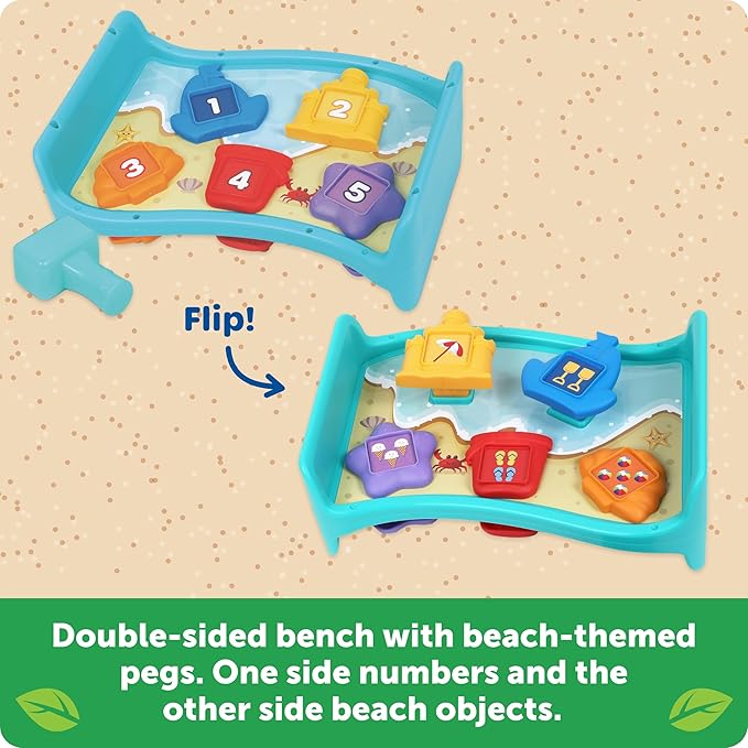 Learning Resources Seaside Pounding Bench, 1 Year Old Birthday Gift, Whack a Mole Game, Montessori Toys for 1 Year Old, Ages 18 Months+, 2 Pieces