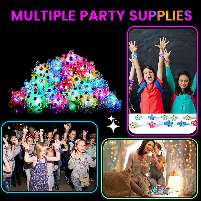 SCIONE LED Light Up Bracelets Party Favors for Kids 4-8 8-12, 48 Pack Goodie Bag Stuffers Classroom Prizes, Pinata Stuffers, Return Gifts for Kids Birthday Halloween Christmas Valentines Party Faovrs