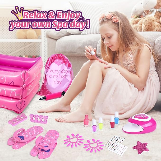 Shemira Gift Set for Girls 7, 8, 9, 10-12 Years Old, Spa Day Toys, Kids Manicure Pedicure Kit and Nail Art Kit, Birthday Gifts for Girls Age 7-12, Girls Party Supplies