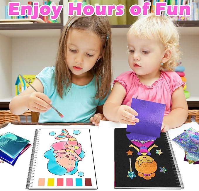 SOOVSY Art & Craft Activity Toys Kit, Foil Animals Crafts Children Fun DIY Creative Toy of The Year, No Mess Art Kits for Kids, Gift for Boys Girls Ages… (Unicorn&Coloring)