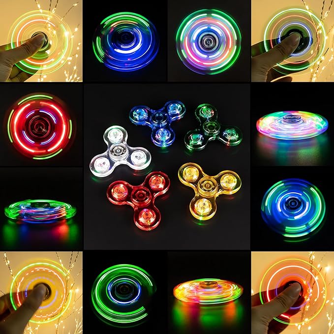 FIGROL 5 Pack Fidget Spinners|LED Light Up Fidget Spinners for Children|Party Favors|Goodie Bag Stuffers Classroom Prizes