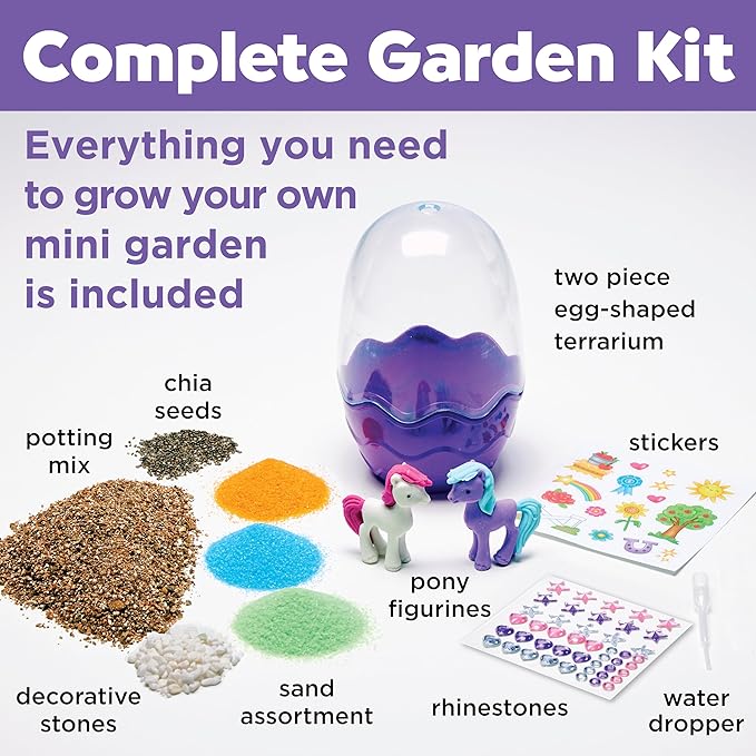Creativity for Kids Mini Garden: Pony Terrarium Kit - Horse Gifts for Girls, Crafts for Kids and Girl Toys Ages 6-8+, Easter Basket and Birthday Gift Ideas for Girls