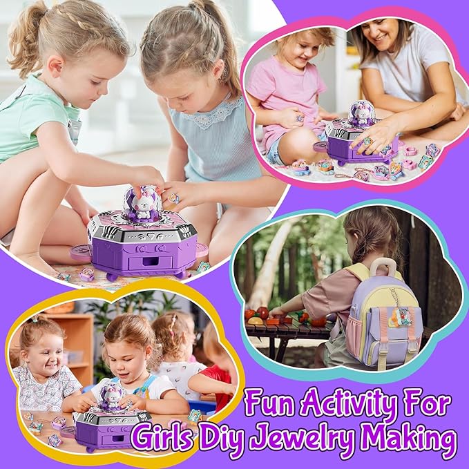 Jewelry Toys for Girls, 153Pcs Toddler Girls DIY Toy Rabbit Jewelry Making Kit for 4 5 6 7 8 Years Old, Arts and Crafts Supplies for Kids,Play Jewelry Princess Toys for Dress Up, Easter Birthday Gifts