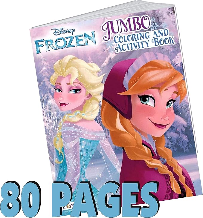 Disney Frozen Coloring Book Set with Frozen Stickers - Bundle Includes Frozen 80-pg Coloring Book, Frozen Stickers, 3-D Puffy Stickers, Castle Door Hanger, in Gift Bag