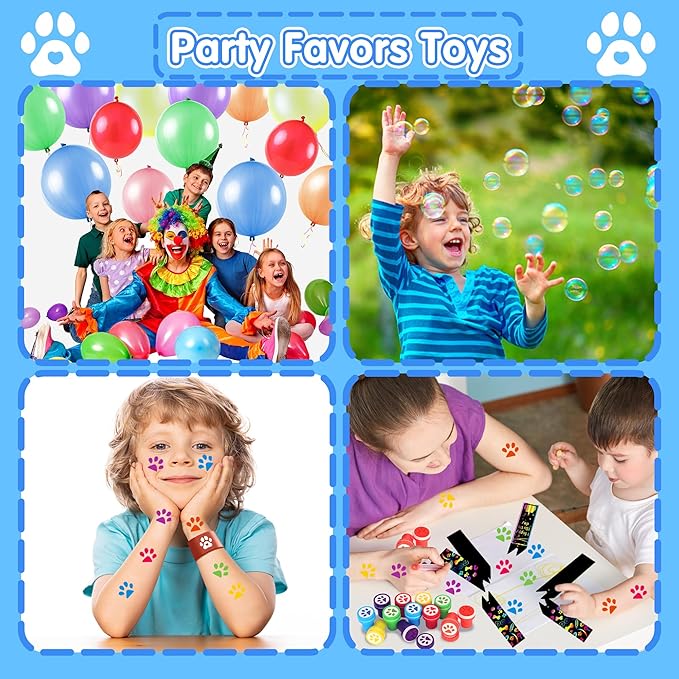 Dog Paw Party Favors for Kids, 97PCS Paw Print Party Supply Set for for Goodie Bag Filler, Treasure Box, Classroom Rewards, Carnival Prizes, Pinata Stuffers, Christmas gifts for Boys and Girls