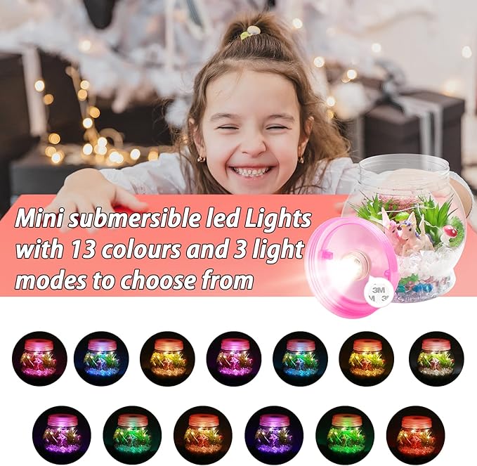 DIY Light-Up Unicorn Terrarium Kit for Kids,3 Light Modes Unicorn Toys & Activities Kits Presents,Arts & Crafts Unicorns Gift for Girls Age 4 5 6 7 8-12 Year Old Birthday Gift, Bedroom Decor