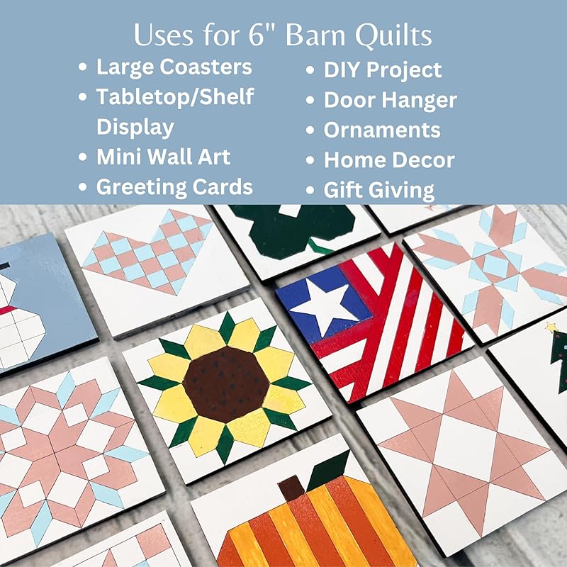 Unfinished Barn Quilt Kit Tangled Square Wooden Sign to Paint, Country Decor Wall Art Painting Wood Quilts Block Kits (6 inches, Slip Knot) AVTRBoutique