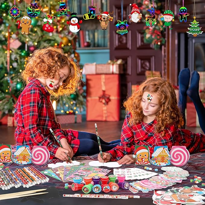 BenLouis Christmas School Stationery Set Party Favors Xmas Classroom Gift Prizes Bulk for Students Kids Holiday Stockings Pinata Filler Christmas School Goodie Bag Stuffers Decor(12set Gingerbread)