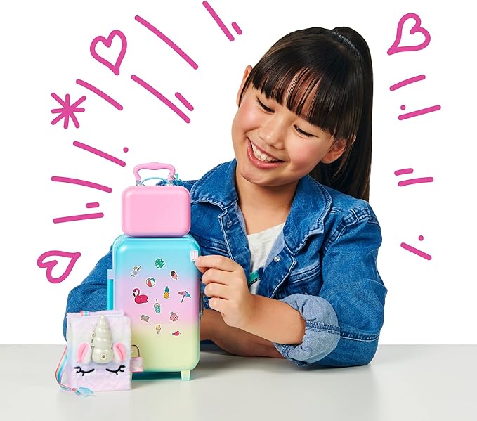 REAL LITTLES Unicorn Travel Pack with Toy Suitcase, Carry Bag, Unicorn Journal and 15 Surprise Toy Accessories Inside - Amazon Exclusive