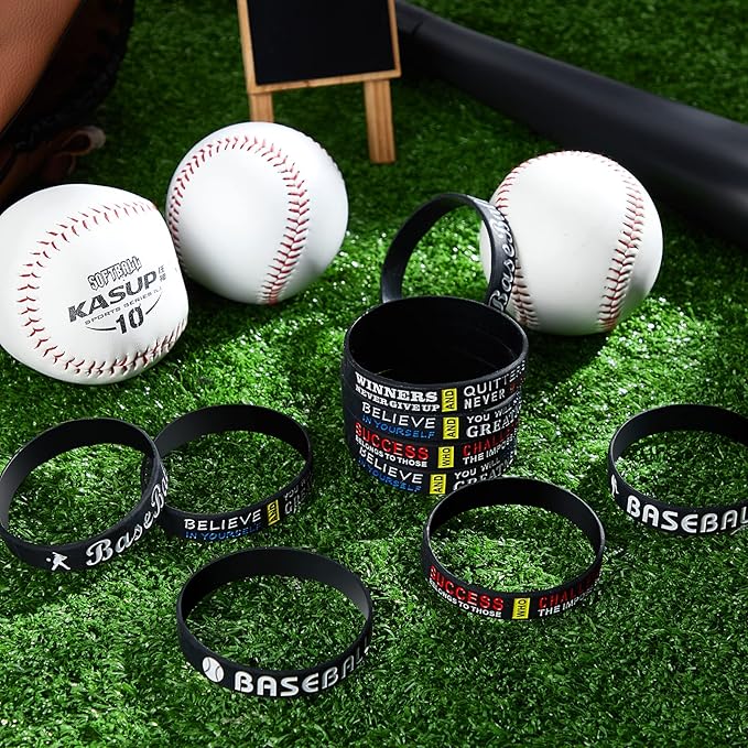 Deekin 36 Pcs Baseball Motivational Silicone Wristband Baseball Bracelets Baseball Party Favors Baseball Gifts Sports Prizes Birthday Party Supplies Goodie Bag Stuffers Carnival Events, 3 Style