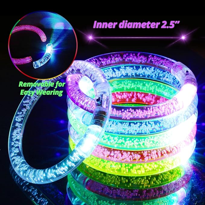 Novelty Place 12Pcs LED Glow Bracelets Set - Light Up Party Favor Toys Glow Sticks for Kids and Adults - Glow in the Dark Accessories for Halloween, Birthdays, Concerts, and Carnival Celebrations