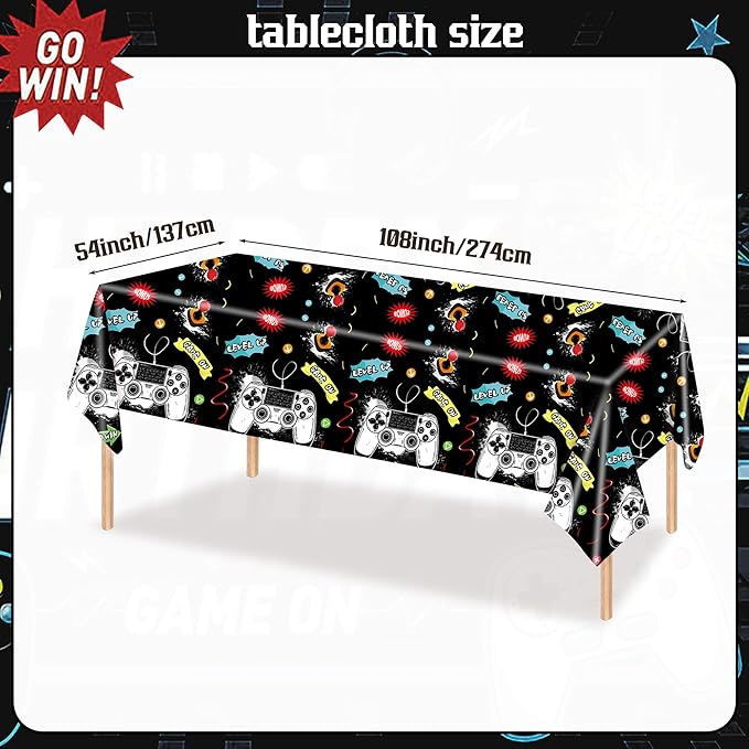 Video Game Birthday Decorations, 168 Pcs Black Gaming Party Supplies Serves 10 Guests Birthday Themes for Boys