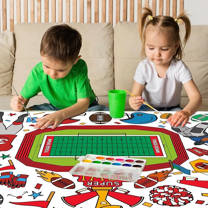 OHOME Football Giant Coloring Poster/Tablecloth - Superbowl Party Decorations 2025-30 x 72 Inches Jumbo Coloring Banner Kids Crafts Activities Decor Party Supplies