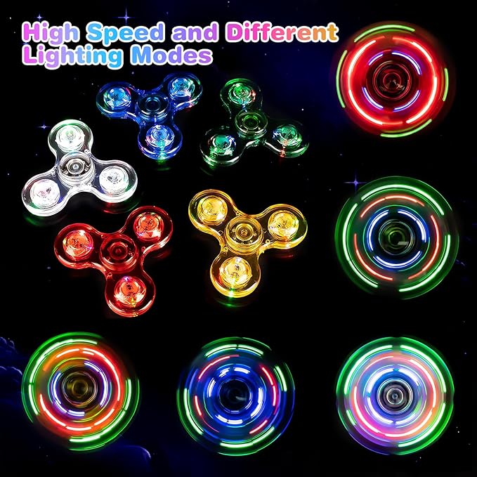 FIGROL 5 Pack Fidget Spinners|LED Light Up Fidget Spinners for Children|Party Favors|Goodie Bag Stuffers Classroom Prizes