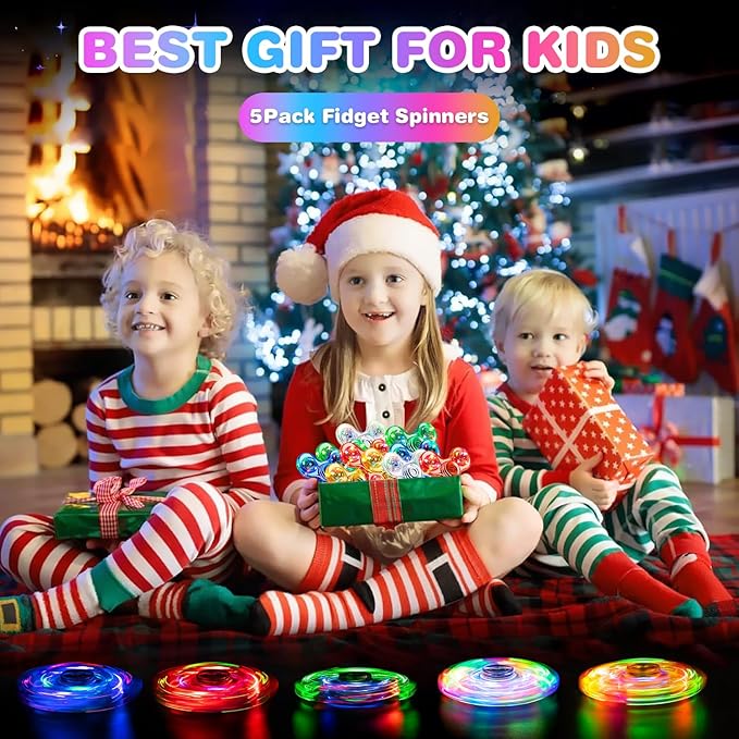 FIGROL 5 Pack Fidget Spinners|LED Light Up Fidget Spinners for Children|Party Favors|Goodie Bag Stuffers Classroom Prizes