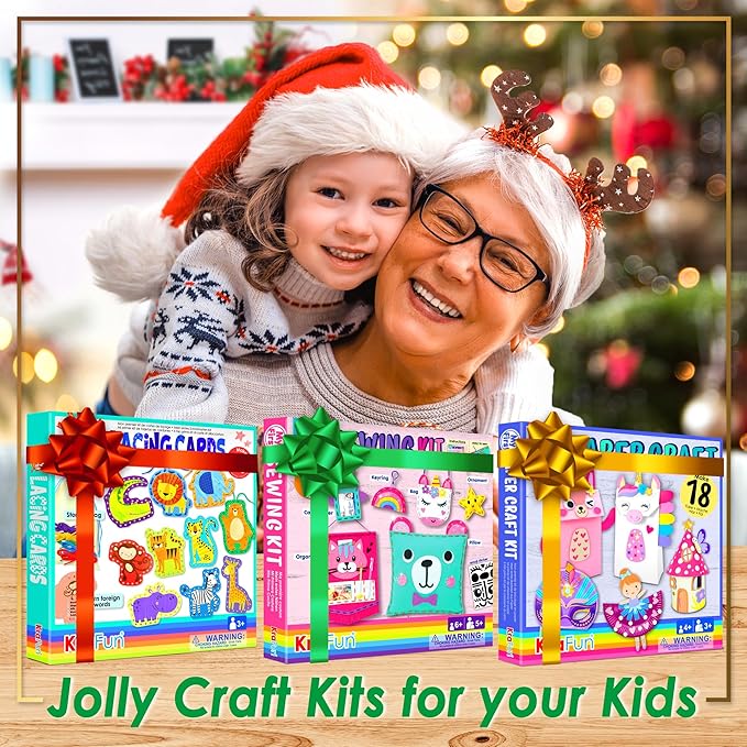 KRAFUN Beginner Unicorn My First Lacing Card Kit for Kids Arts & Crafts, 5 Easy Princess Lacing Projects, Lacing Cards for Toddlers, Fine Motor Preschool Skills Toys