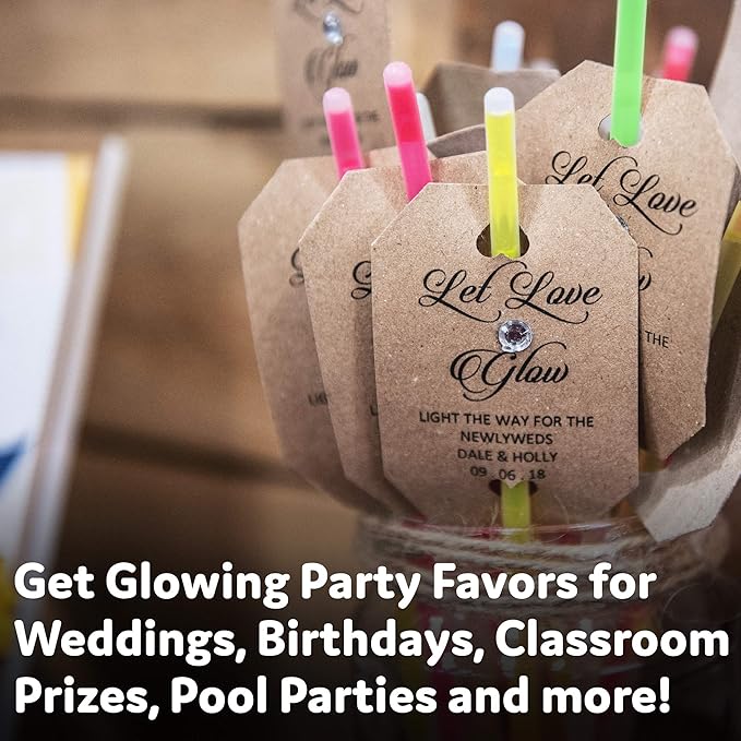 PartySticks Glow Sticks Party Supplies 800 pack - 8 Inch Glow in The Dark Light Up Sticks Party Favors, Glow Party Decorations, Neon Party Glow Necklaces and Glow Bracelets with Connectors