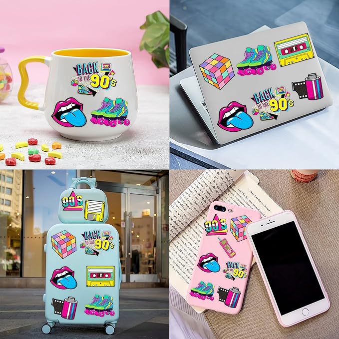 48PCS 90s & 80s Party Favors - 24PCS Tattoos & 24PCS Slap Bracelets, Retro 90s Birthday Party Supplies Decorations, Ideal for Kidsâ Classroom Prizes & Rewards for Boys & Girls