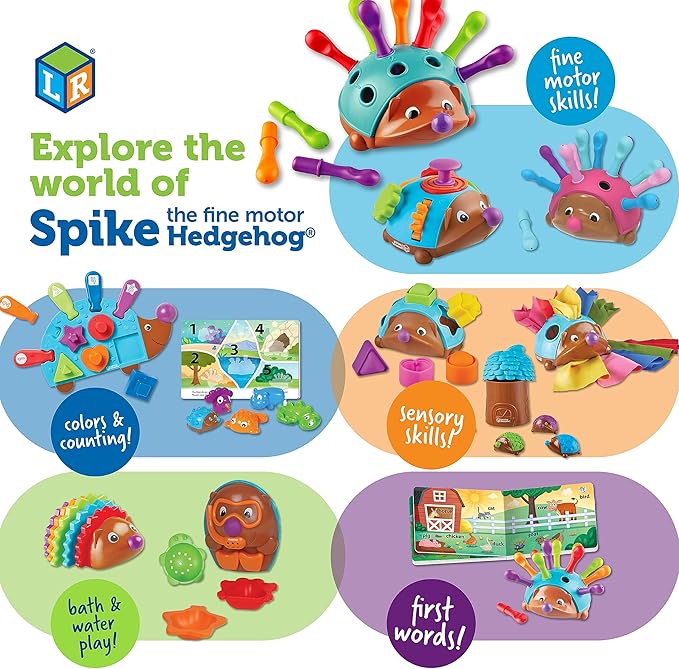 Learning Resources Spike the Fine Motor Hedgehog Puzzle Playmate - 11 Pieces,Ages 18+ months Fine Motor Game, Color and Shape Recognition Toddler Montessori Toys