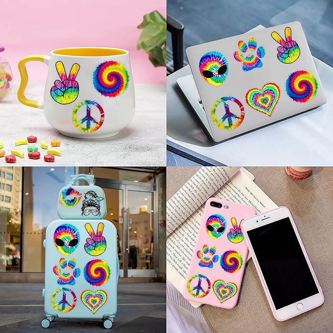 48PCS Tie Dye Party Favors - 24PCS Tattoos & 24PCS Slap Bracelets - Tie-Dye Birthday Supplies, Baby Shower Decorations, Classroom Prizes, Gifts for Boys & Girls