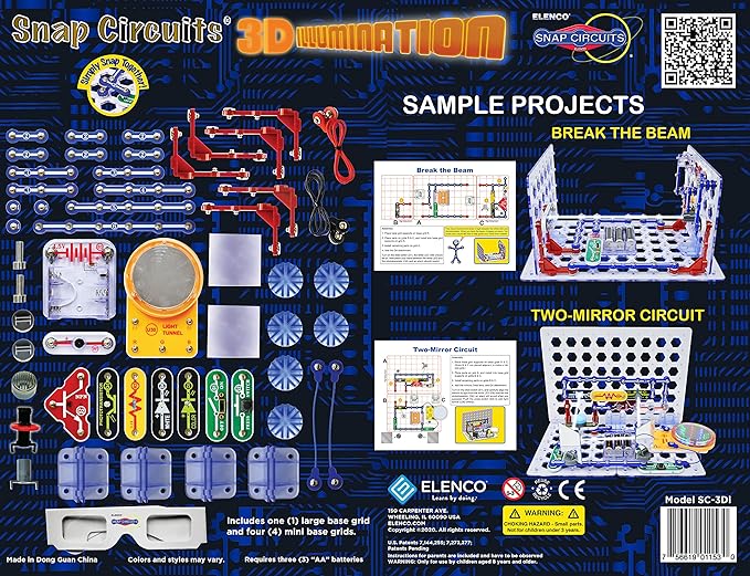 Snap Circuits 3D Illumination Electronics Exploration Kit | Over 150 STEM Projects | Full Color Project Manual | 50 Parts | STEM Educational Toys for Kids 8+
