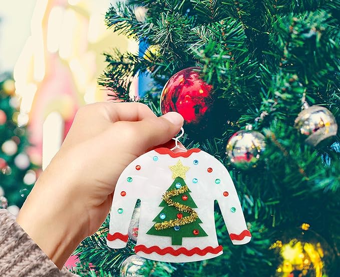 DIY Ugly Sweater Christmas Tree Ornaments, Holiday Craft Kit Toys for Kids-6 Packs