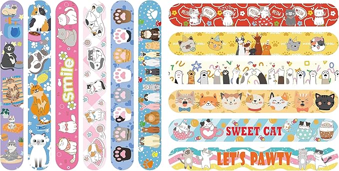 48 Pcs Slap Bracelets for Kids Holiday Party Favor Toys Slap Bracelets Bulk Cat and Dog Theme Snap Bracelet Birthday Party Supplies Classroom Prizes Wrist Bands Toddler Party Favors Christmas Easter Halloween Holiday Gifts