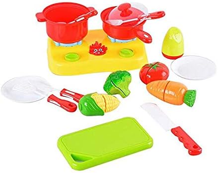 PowerTRC Kitchen Cutting Food Playset for Kids | Includes Vegetables, Fruits, Cooking & Eating Utensils | Comes with Portable Storage Basket