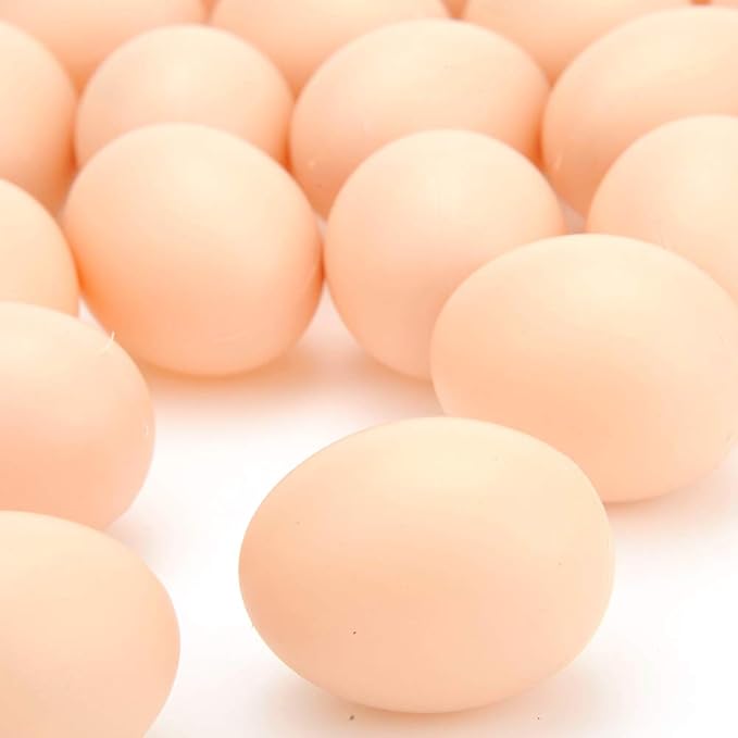 PowerTRC 60 Pcs Plastic Fake Eggs Toys, DIY Easter Eggs, Real-Life Size Faux Pretend Play Food Decorations, Realistic Chicken Eggs