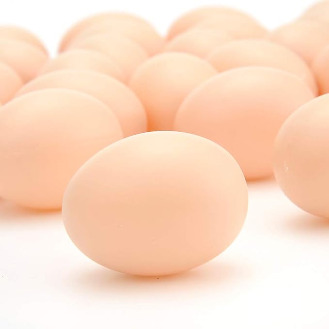 PowerTRC 60 Pcs Plastic Fake Eggs Toys, DIY Easter Eggs, Real-Life Size Faux Pretend Play Food Decorations, Realistic Chicken Eggs