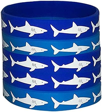 CupaPlay 48 PCS Shark Party Favors Rubber Bracelets - Under the Sea Shark Birthday Party Supplies Goodie Bag Stuffers Fillers Slicone Wristbands