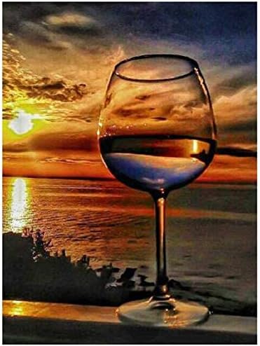 najiaxiaowu Adult Puzzles 500 Pieces DIY Sunset Sea Wine Glass Wooden Puzzles Children and Elderly Puzzles Modern Home Decor Wall Art Unique Gift 52 cm x 38 cm(20.5 x 15 in)