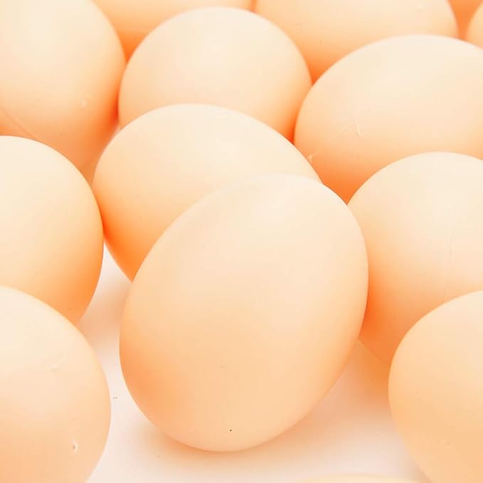 PowerTRC 60 Pcs Plastic Fake Eggs Toys, DIY Easter Eggs, Real-Life Size Faux Pretend Play Food Decorations, Realistic Chicken Eggs