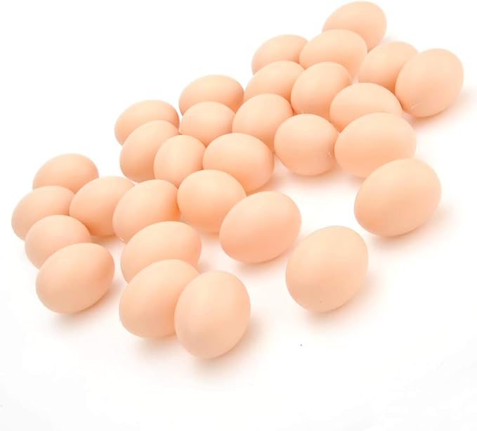 PowerTRC 60 Pcs Plastic Fake Eggs Toys, DIY Easter Eggs, Real-Life Size Faux Pretend Play Food Decorations, Realistic Chicken Eggs