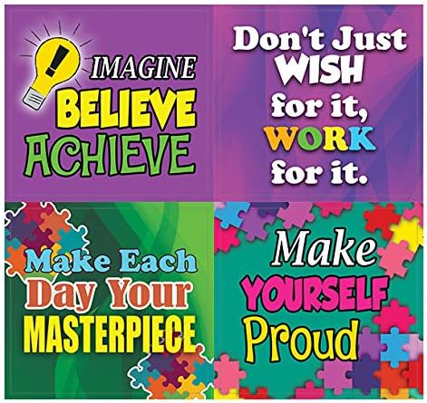 Creanoso Colorful Inspirational and Motivational Quotes Stickers (20-Sheet) - Individual Small Size Unique Personalized Themes Designs, Any Flat Surface DIY Decoration Art Decal for Children