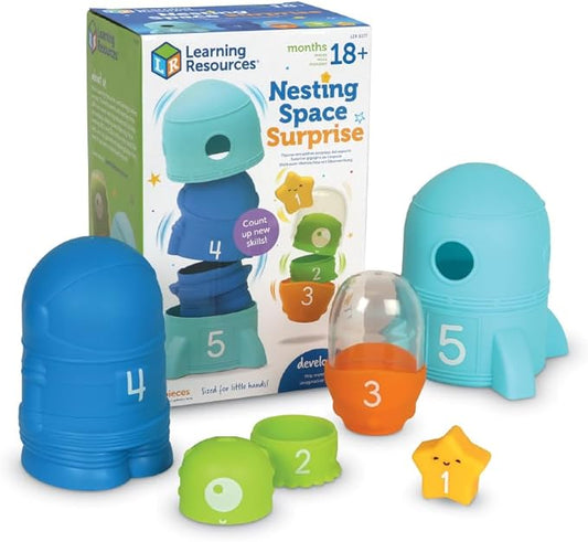 Learning Resources Nesting Space Surprise, 9 Pieces, Ages 18 Months+, Preschool Learning Activities, Toddler Learning Toys, Montessori Toys