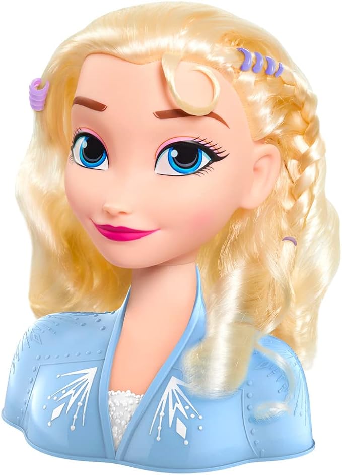 Disney 2 Elsa Styling Head, 18-Pieces Include Wear and Share Accessories, Blonde, Hair Styling for Kids, Officially Licensed Kids Toys for Ages 3 Up by Just Play