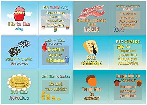 Creanoso Funny Food Idioms Stickers Series I (10-Sheet) – Individual Small Size 2.1 x 2. Inches, Cool Themes Designs, DIY Decor Art Decal for Boys & Girls, Children, Teens
