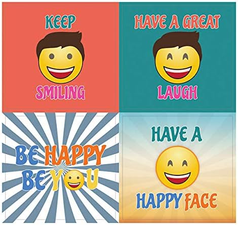 Creanoso Happy Face Stickers (10-Sheet) – Total 120 pcs (10 X 12pcs) Individual Small Size 2.1 x 2. Inches, Waterproof, Unique Personalized Designs, Decor Art Decal for Boys & Girls, Children, Teens