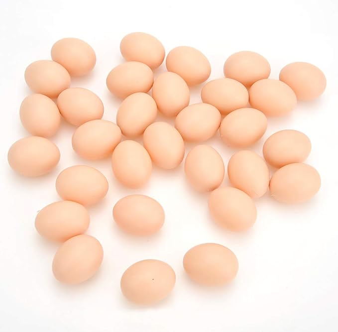 PowerTRC 60 Pcs Plastic Fake Eggs Toys, DIY Easter Eggs, Real-Life Size Faux Pretend Play Food Decorations, Realistic Chicken Eggs