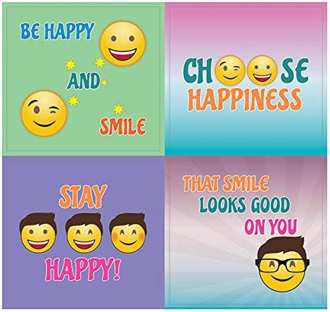 Creanoso Happy Face Stickers (10-Sheet) – Total 120 pcs (10 X 12pcs) Individual Small Size 2.1 x 2. Inches, Waterproof, Unique Personalized Designs, Decor Art Decal for Boys & Girls, Children, Teens