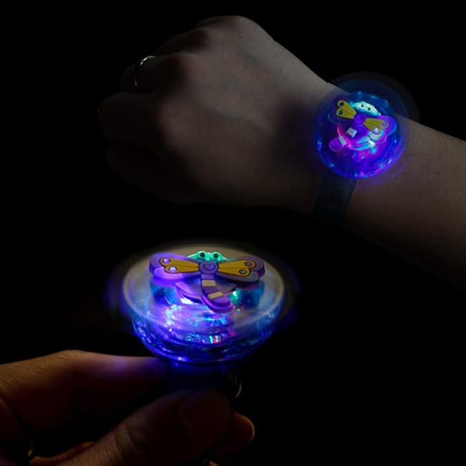 PROLOSO Light Up Bracelet LED Party Favors with Gyroscope Cheap Stocking Stuffers Toys for Kids Prizes Glow in The Dark Party Supplies Bulk (20 pcs)