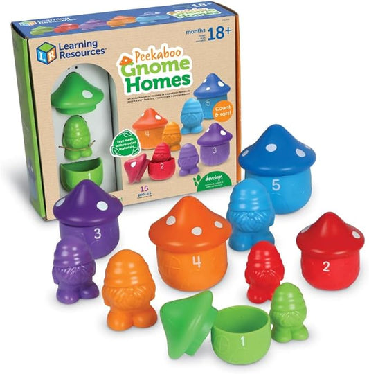 Learning Resources Peekaboo Gnome Homes,15 Pieces, Ages 18 Month+, Preschool Learning Activities, Toddler Learning Toys 2-4, Montessori Toys