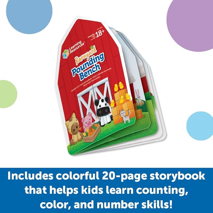 Learning Resources Barnyard Pounding Bench, 3 Pieces, Ages 18 Months+, Preschool Learning Activities, Toddler Toys, Montessori Toys