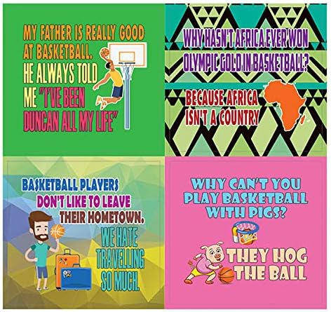 Creanoso Playing Basketball Funny Sports Jokes Stickers (10-Sheet) – Total 120 pcs (10 X 12pcs) Individual Small Size 2.1 x 2. Inches, Cool Themes Designs, Decor Art for Boys & Girls, Children, Teens