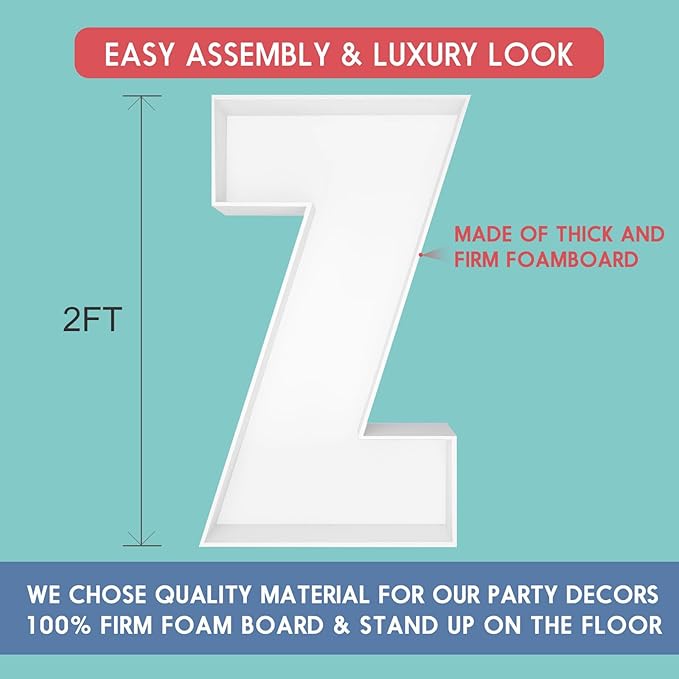 2FT Letter Z Mosaic Balloon Frame Letter DIY Fillable Letters Kit for Birthday Party Wedding Backdrop Decor
