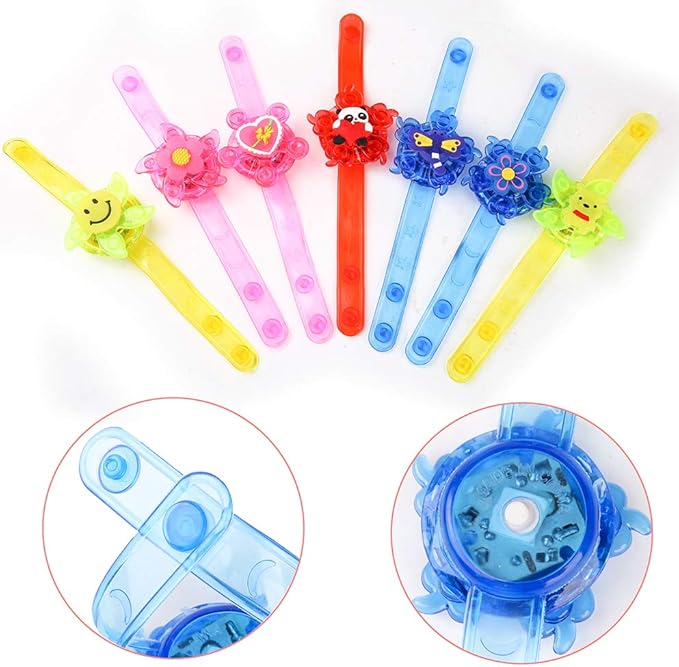 PROLOSO Light Up Bracelet LED Party Favors with Gyroscope Cheap Stocking Stuffers Toys for Kids Prizes Glow in The Dark Party Supplies Bulk (20 pcs)