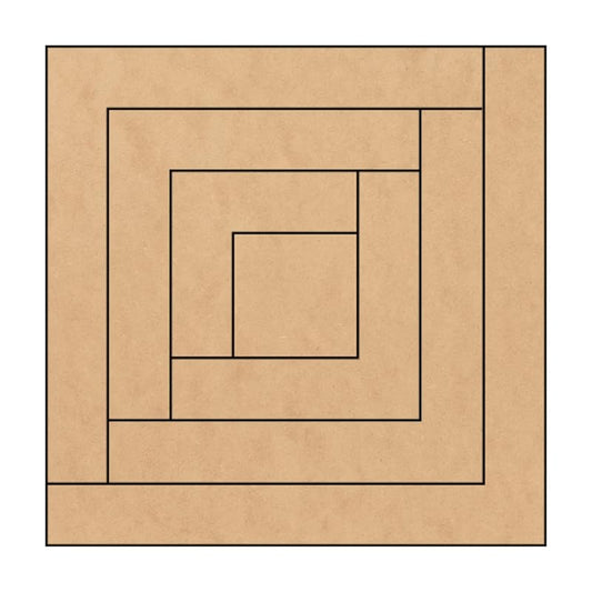 Unfinished Barn Quilt Square Wooden Sign, Country Decor Canvas Quilts Blocks (12 inches, Log Cabin)