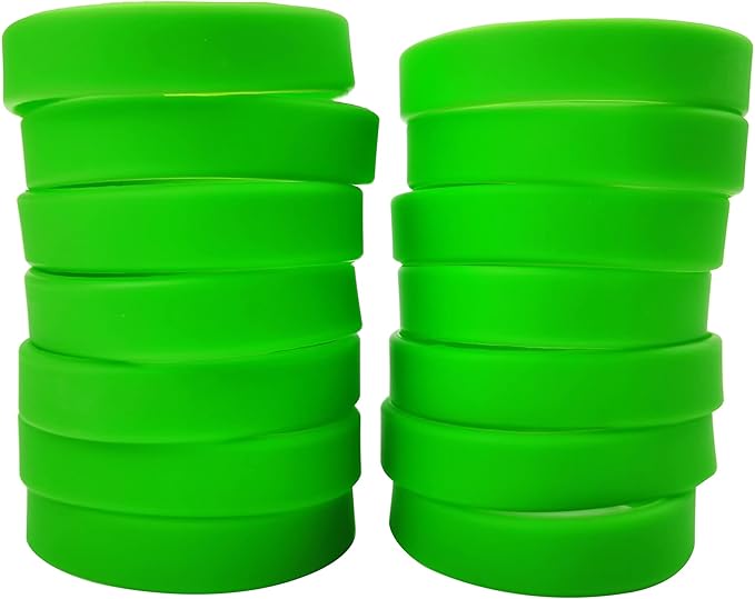 30 PCS Silicone Bracelets Wristbands for kid, Sports Rubber Elastic Wristband Bracelet for Party Decorations Favors Set Pack Green